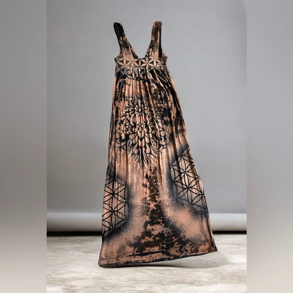 Boho Tye-Die Maternity Maxi Dress with flower of life - Picture 2 of 2